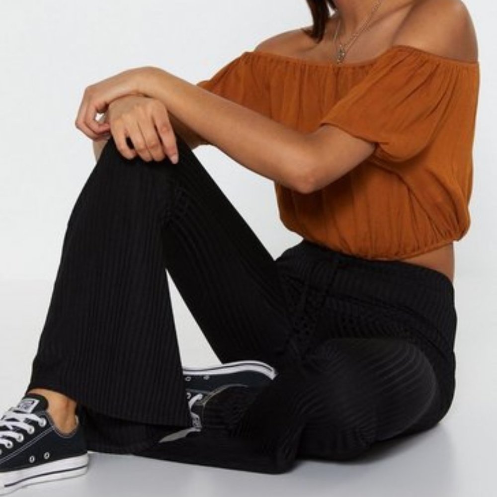 NWT Black flare ribbed sweatpants
